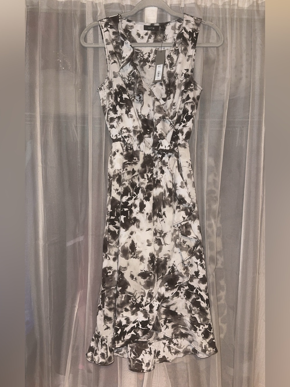 Apt. 9 Black and White Floral Midi Wrap Dress